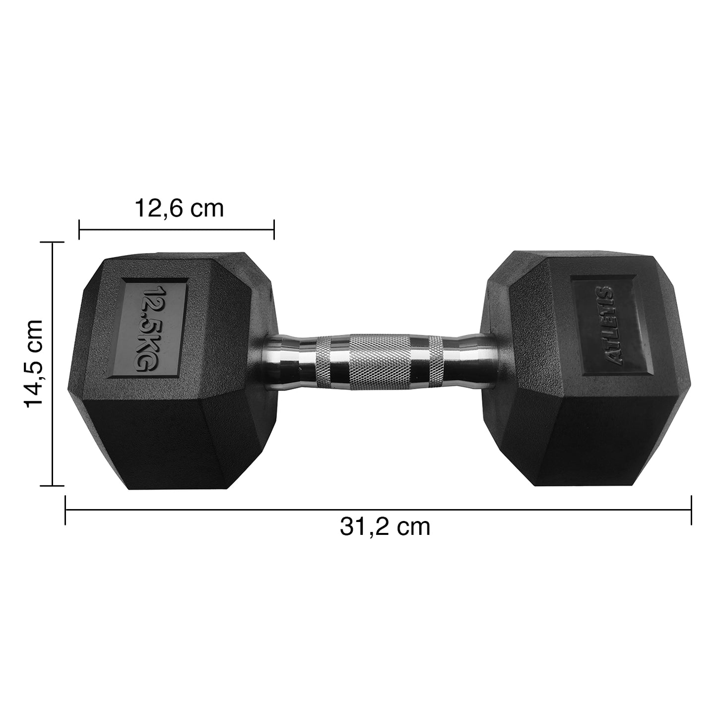 Mancuerna Hexagonal 12,5 Kg Negro