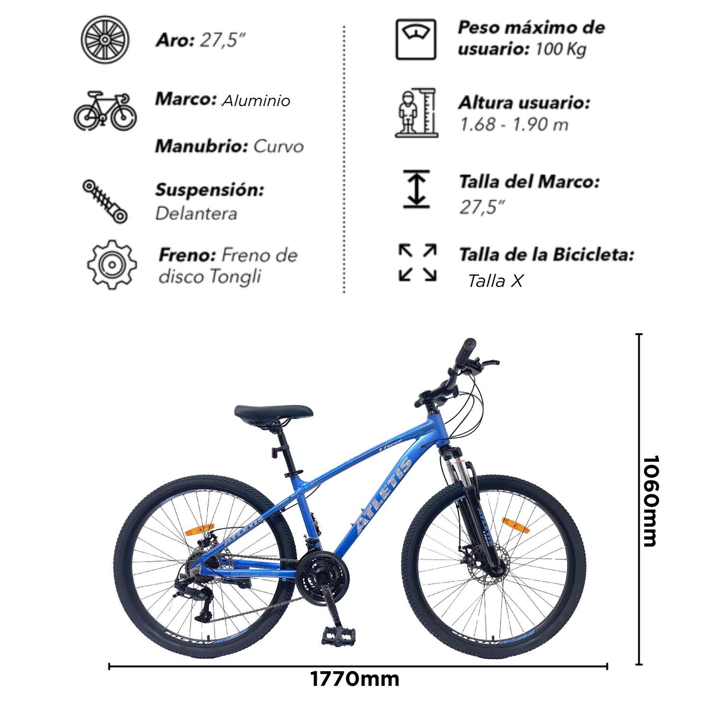 Bicicleta Mountain Bike X Force Aro 27.5 Azul
