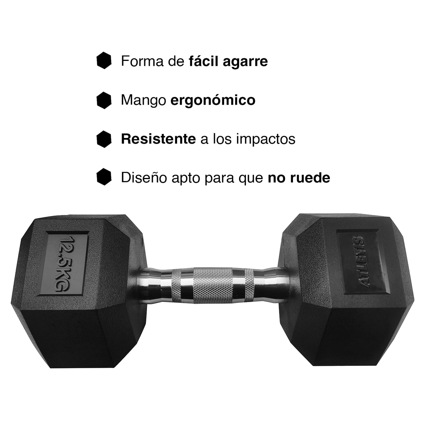 Mancuerna Hexagonal 12,5 Kg Negro