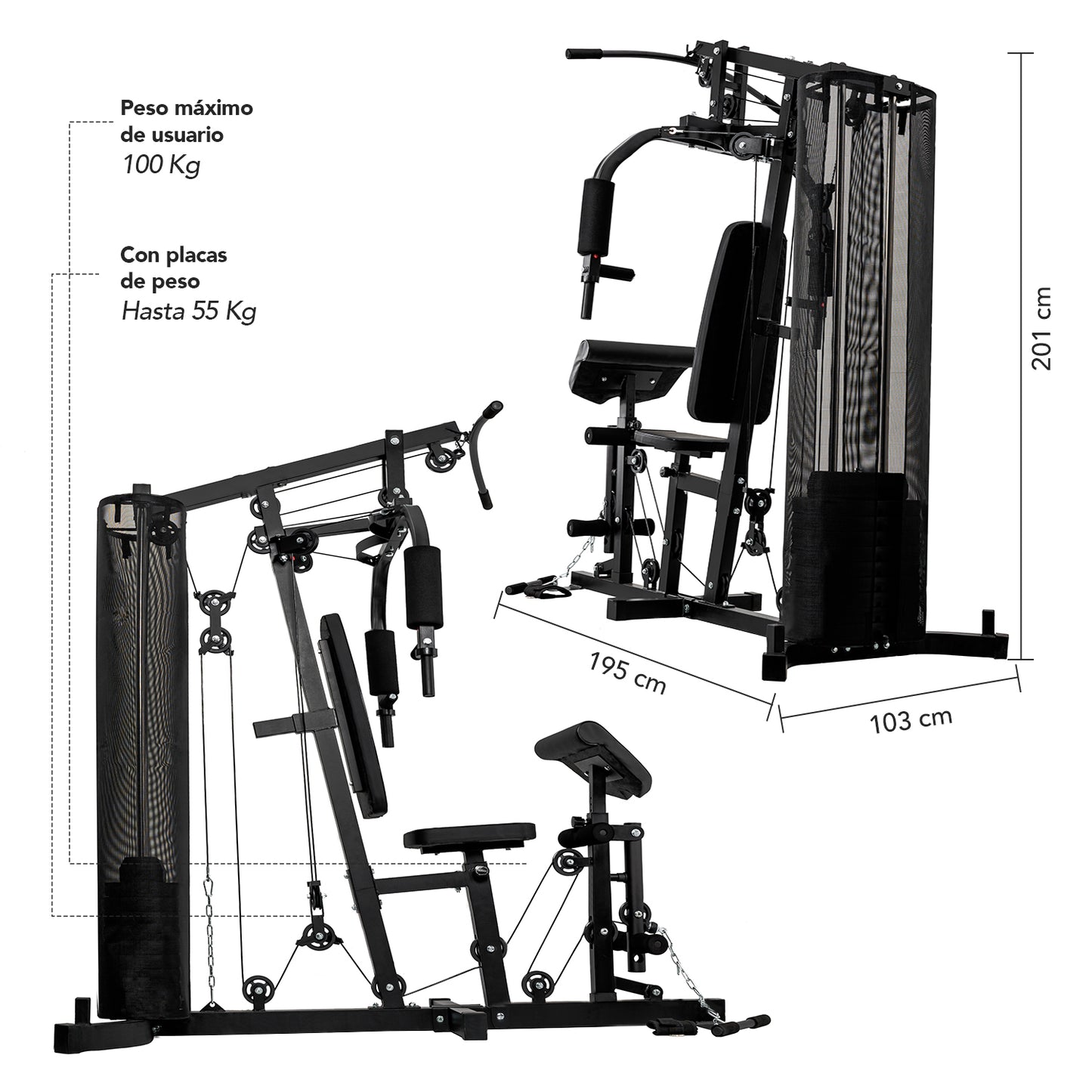 Home Gym Multifuncional 55Kg Xtreme Force 300 Pro